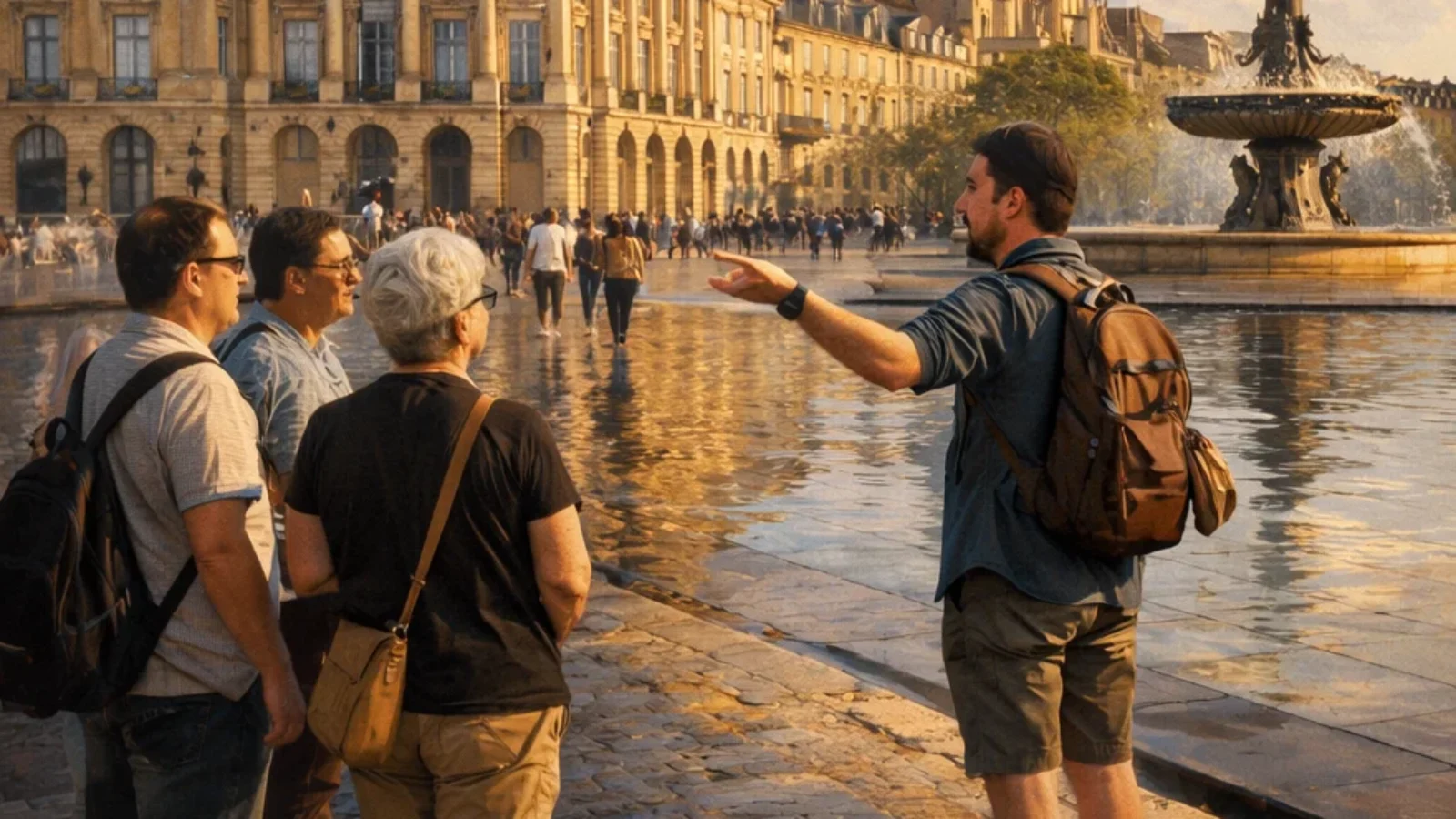 Best Private Guided Walking Tours of Bordeaux’s Historic Center (2026) cover showing a private walking-tour scene at Place de la Bourse in Bordeaux