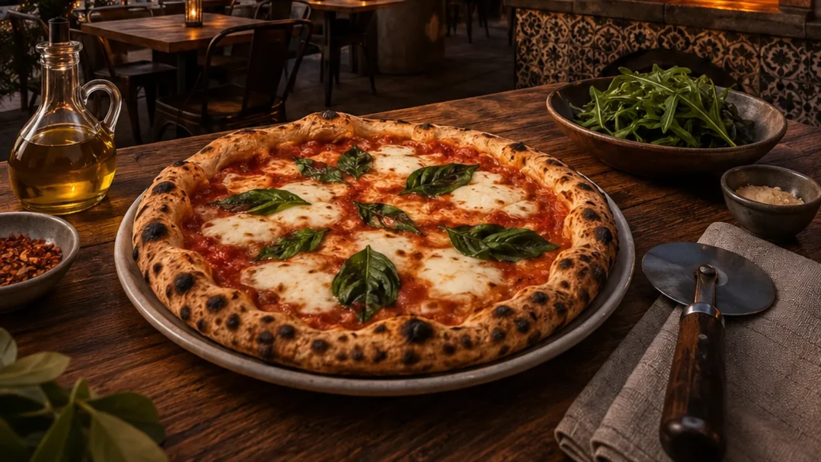Editorial pizza dining poster for Top 10 Pizza Restaurants in Dubai by TopRatedPlaces.ai