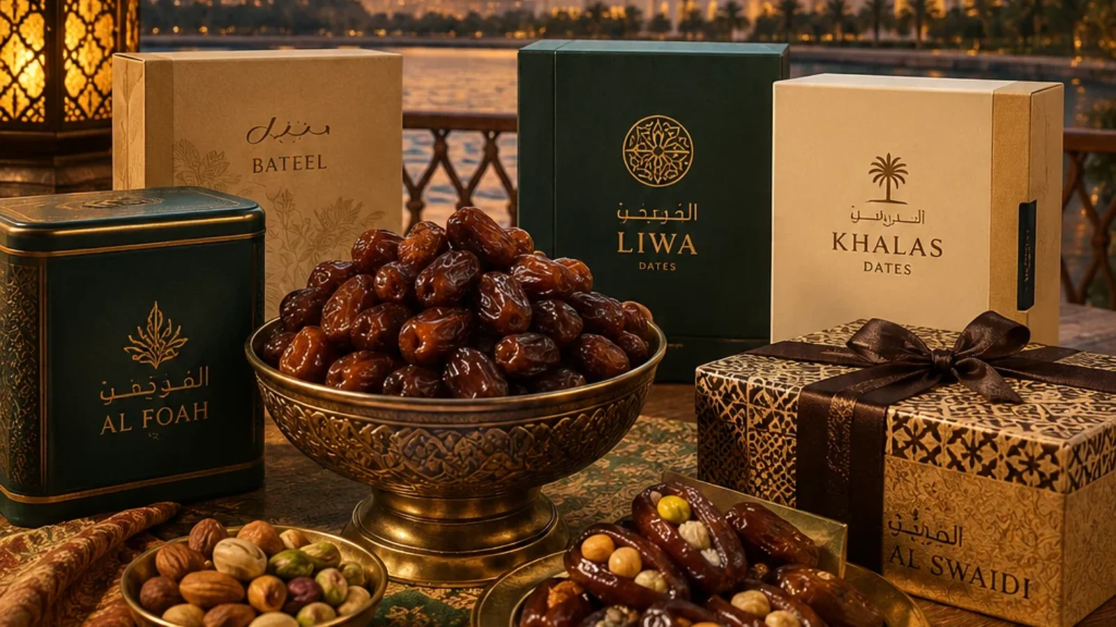 Editorial Abu Dhabi cover with dates and local food gifts for a TopRatedPlaces guide