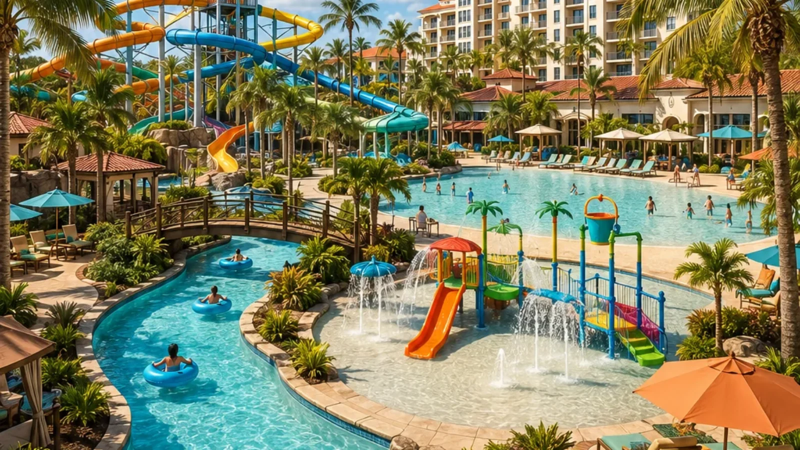 Best Orlando family resorts with on-site water parks, lazy rivers, slides and splash areas